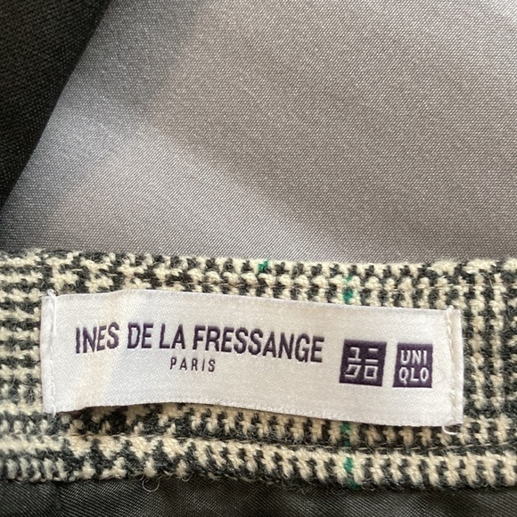 INES De La Fressange  Uniqlo Wool Black & White Houndstooth Tweed Wrap Medium‌ - Picture 13 of 13